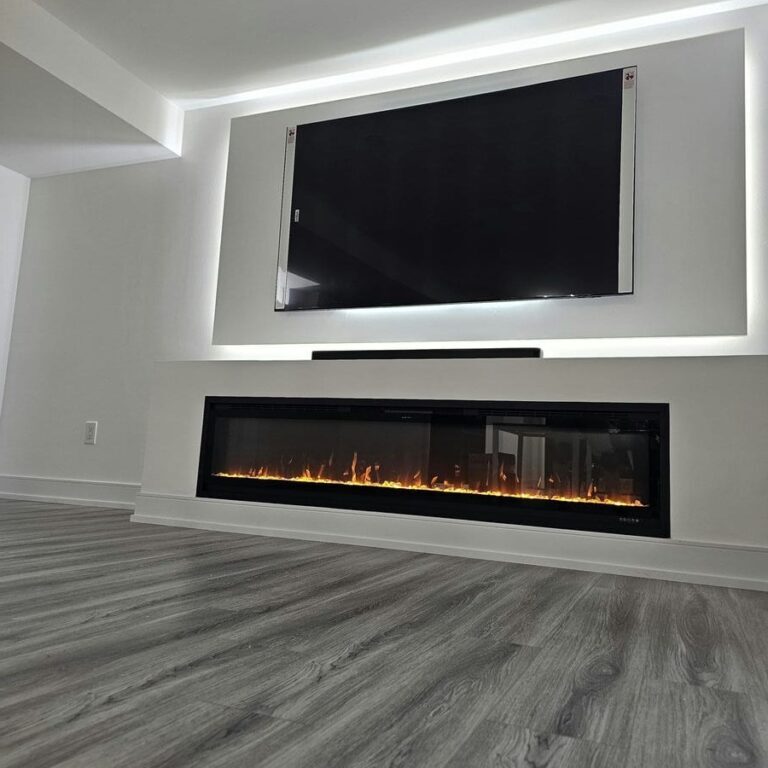 Innisfil Basement Renovation Custom TV Backer With LED lighting